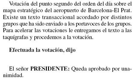 Aprobaci&oacute;n por unanimidad en la Comisi&oacute;n de Fomento del Congreso de los Diputados de la resoluci&oacute;n para minimizar el impacto ac&uacute;stico del aeropuerto del Prat (25 de septiembre de 2008)